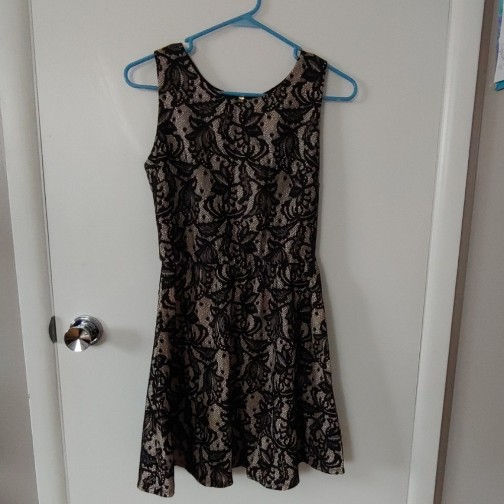 Cream and Black Lace Dress